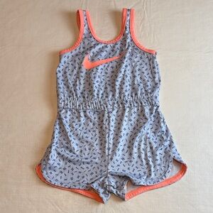 Nike Dri-FIT Girls Blue Gray Orange Sunny Swoosh Girl Runrise Romper 18 months